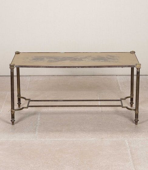 Mid-Century French Maison Jansen Eglomise Brass and Glass Coffee Table CT3644123
