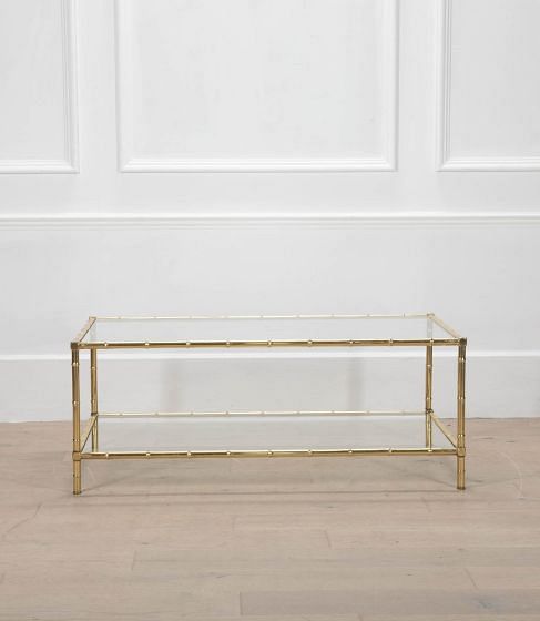 French Faux Bamboo Brass Coffee Table