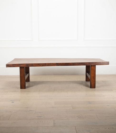 Large 19th Century French Elm Rustic Coffee Table