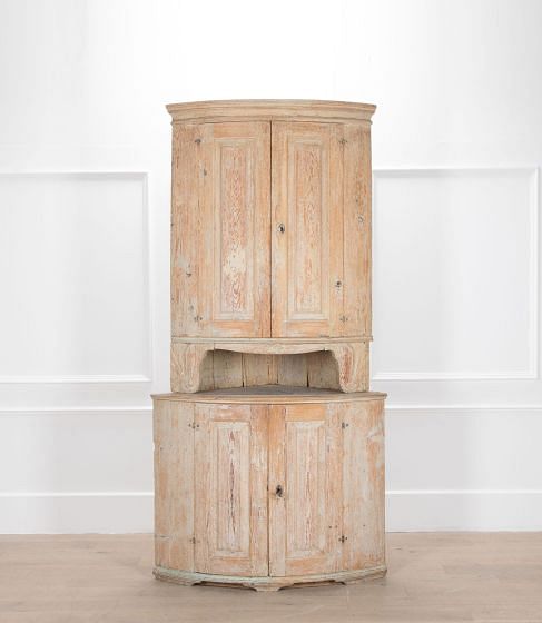 18th Century Gustavian Painted Corner Cupboard