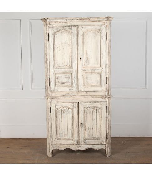19th Century French Painted Corner Cupboard