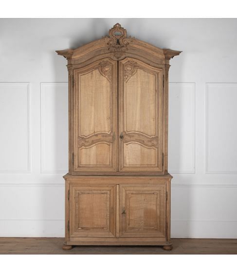 18th Century French Washed Oak Buffet Deux Corps