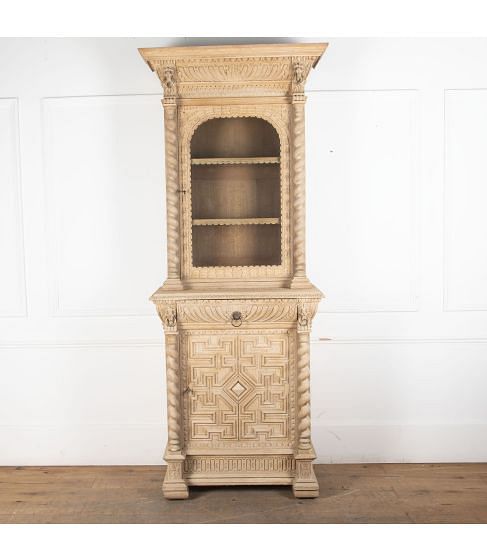 19th Century Bleached Oak Renaissance Style Cabinet
