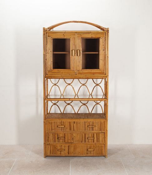 Mid-Century Spanish Bamboo Cabinet