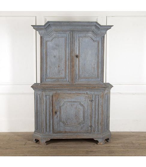 18th Century Swedish Baroque Blue Cabinet