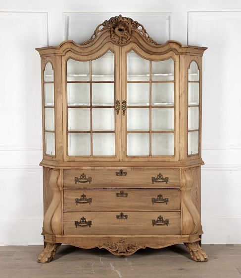 19th Century Bleached Oak and Walnut Cabinet on Chest