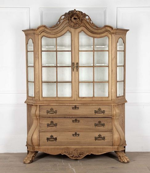 SALE: 19th Century Bleached Oak and Walnut Cabinet on Chest