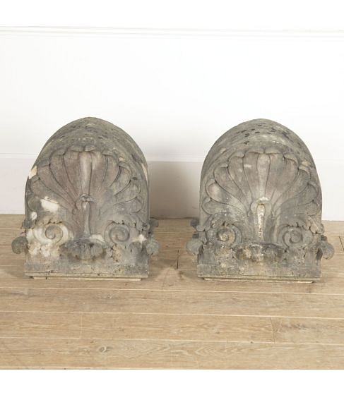 SALE: Pair of 19th Century Carved Stone Anthemions