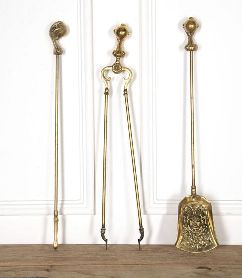 Set of 19th Century Brass Fire Tools