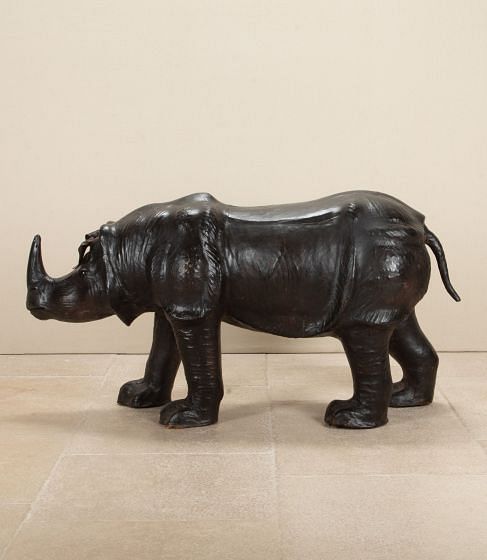 20th Century Indian Leather Rhinoceros