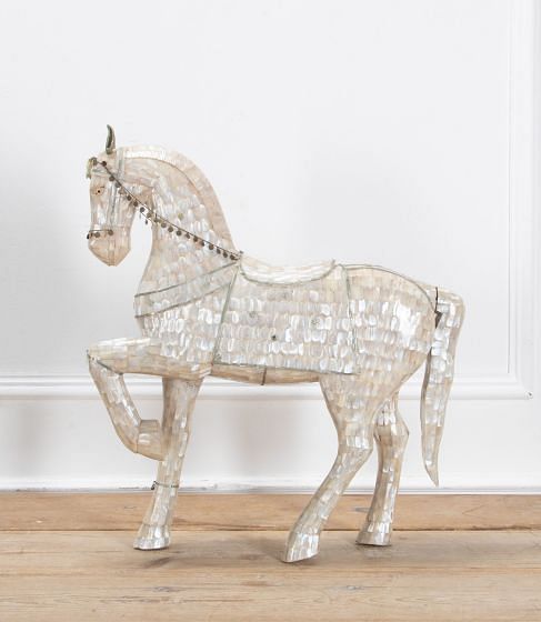 20th Century Mother of Pearl Gilt Metal Horse