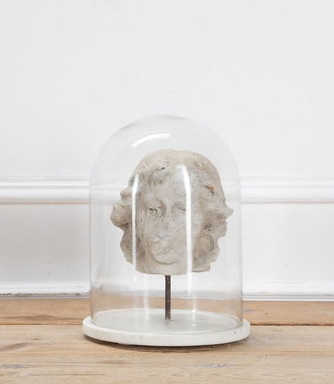 Carved Roman Marble Head of a Lady in a Dome