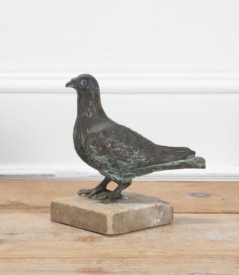 Mid-Century Bronze Pigeon on a Stone Base