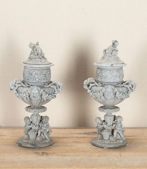 Pair of Large Early 20th Century Spelter Lidded Vases DA1343799