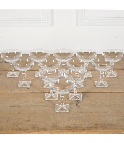 Set of Twelve Contemporary Bohemia Crystal Champagne Coupes