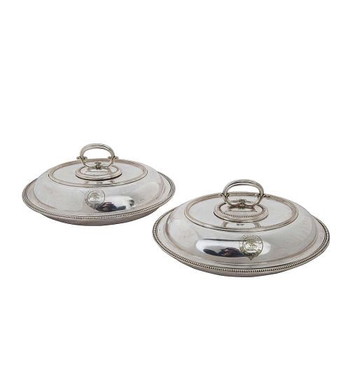 Pair of Crested English Serving Dishes