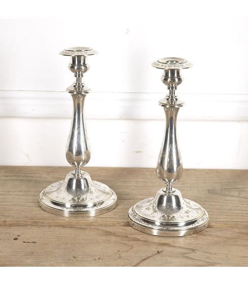 Pair of Silver Plate Christofle Candlesticks