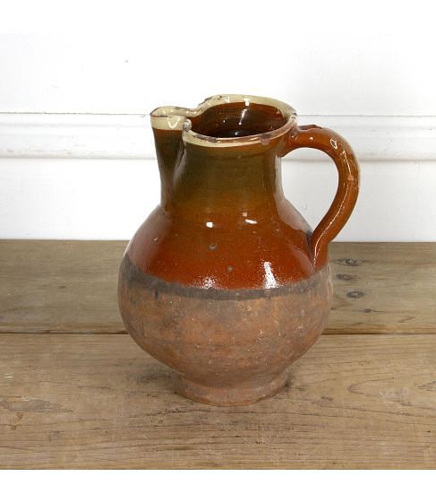 French Half Glazed Pottery Jug