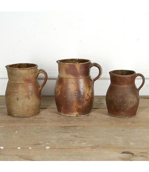 Collection of Three French Stoneware Pottery Jugs