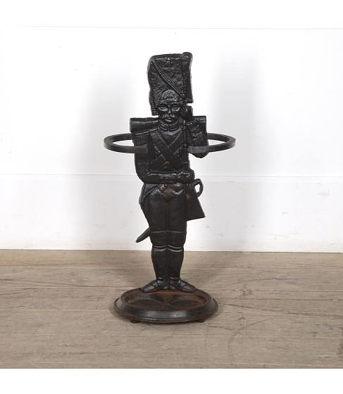 French 20th Century Iron Soldier Umbrella Stand