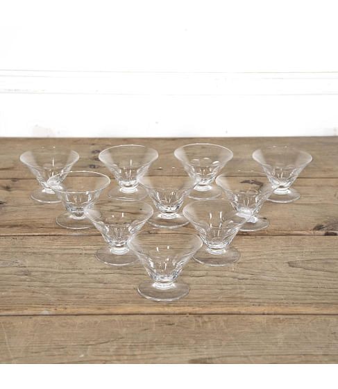 Set of Ten 20th Century French Art Deco Champagne Glasses