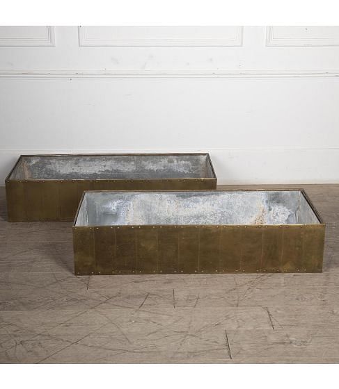 Pair of Large Mid-Century Brass Jardinieres