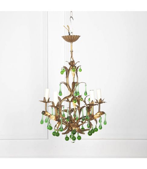 Mid 20th Century French Gilt Metal Chandelier