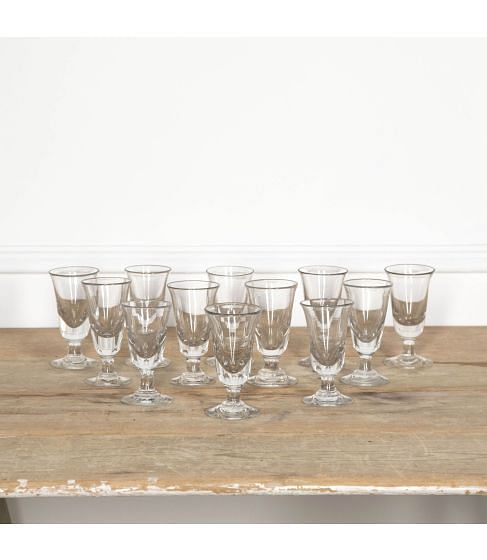 Set of Twelve 20th Century French Bistro Wine Glasses