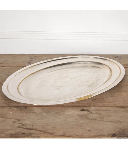 Mid 20th Century Large Worn Silverplate Serving Tray