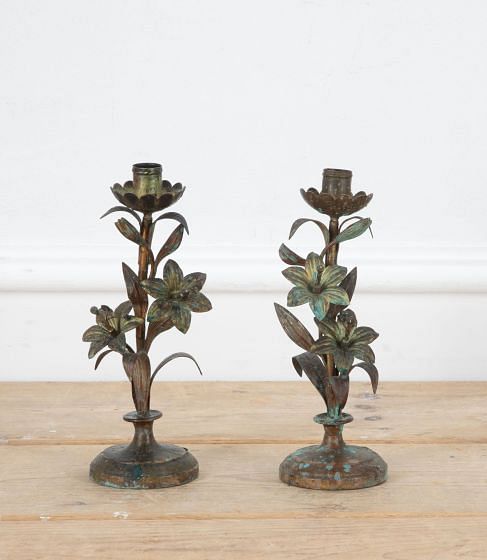 Pair of Small French Brass Candlesticks