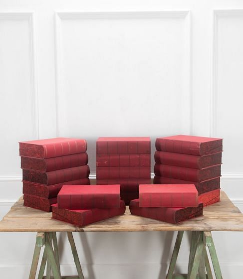 Collection Of Nineteen Red Fabric Faux Book Files