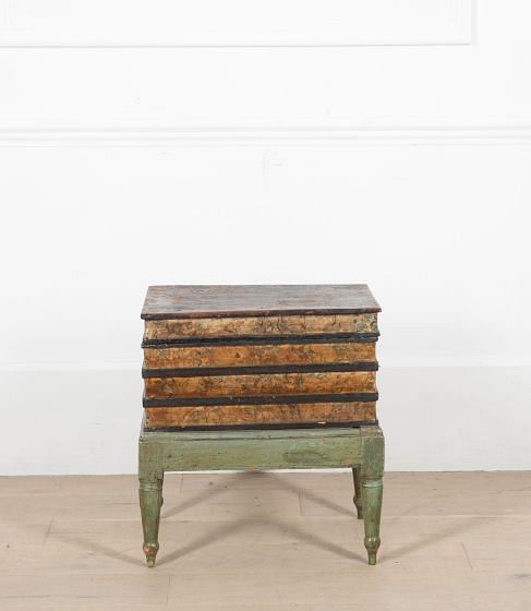 Early 19th Century Leather Faux Book Footstool Coffer