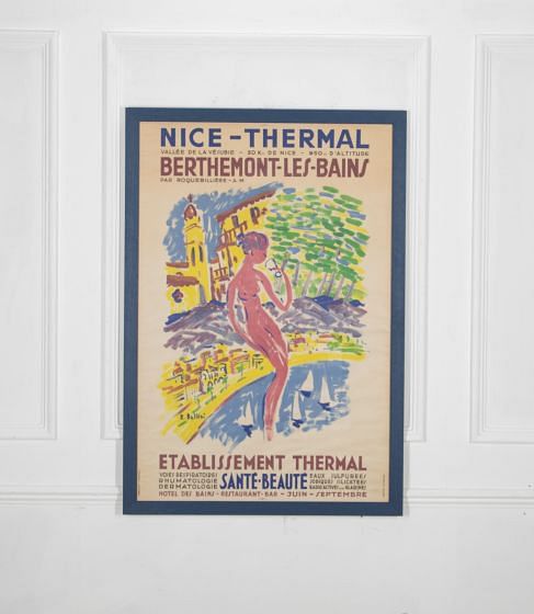 Large Original Travel Poster For A Mediterranean Thermal Spa