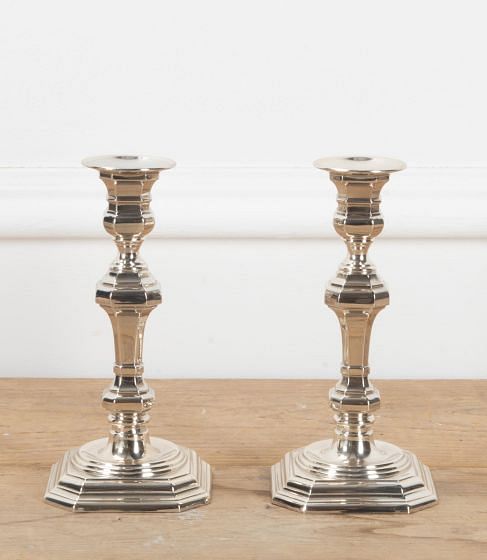 Pair of 20th Century Silver Candlesticks By Pedro Duran