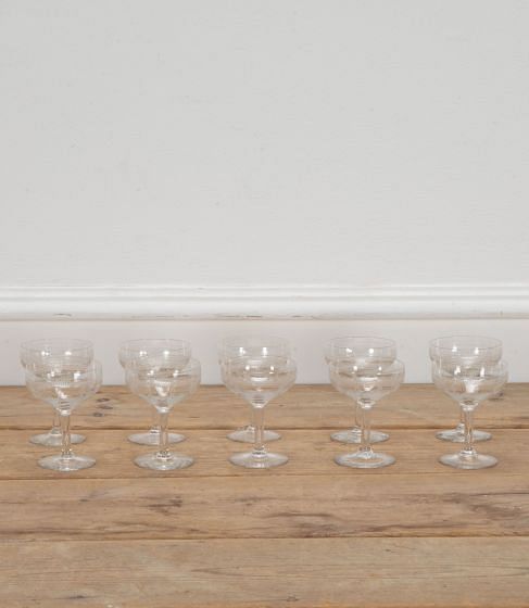 Set of Ten French 20th Century Etched Champagne Glasses DA1538529