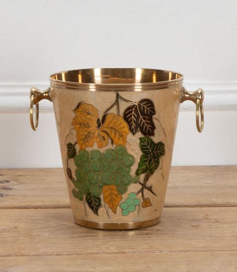 Indian 20th Century Enamel and Brass Champagne Bucket
