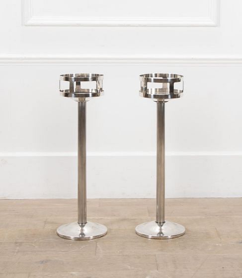Pair of 20th Century Christofle Silver Plate Champagne Bucket Stands