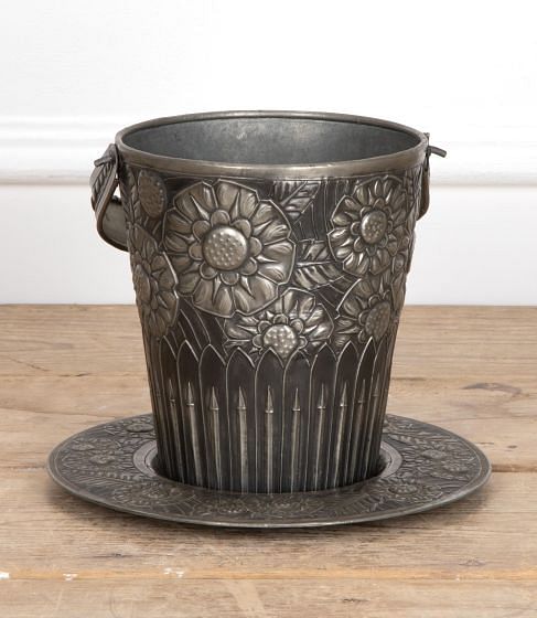20th Century French Art Deco Pewter Champagne Bucket and Tray