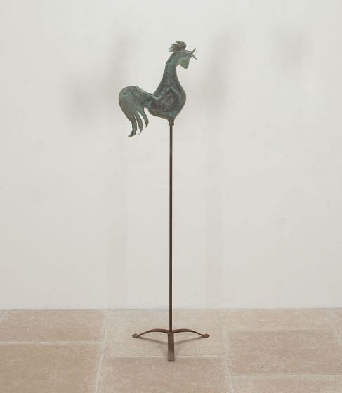 20th Century French Copper Weathervane Rooster Sculpture