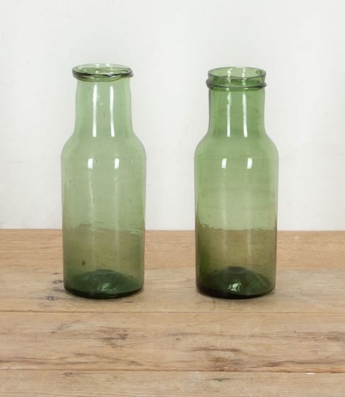 Pair of 19th Century French Green Glass Storage Jars