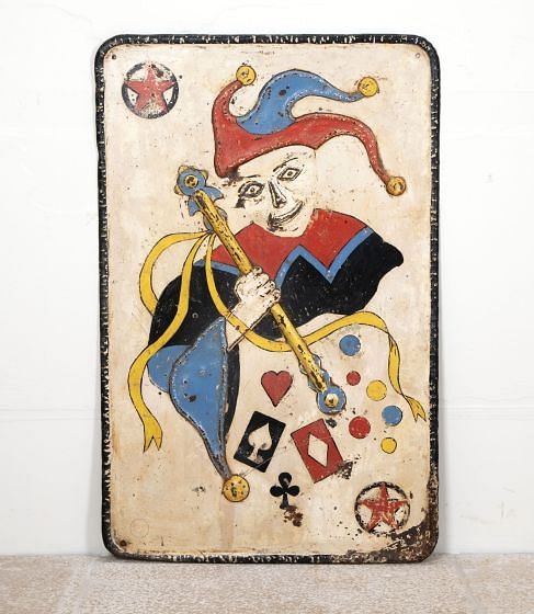 20th Century French Metal 'Joker Card' Fairground Sign