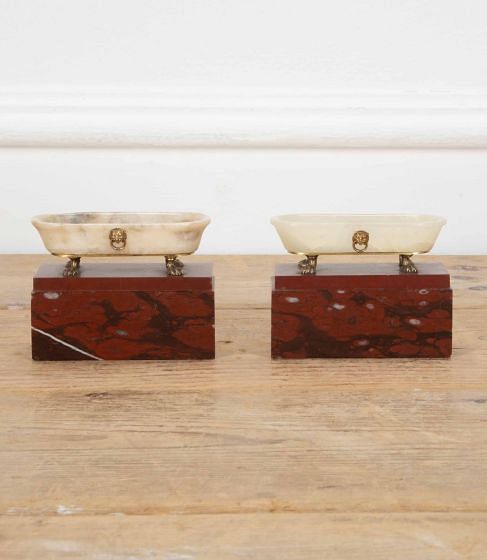 Pair of 18th Century Grand Tour Roman Marble Bath Ornaments
