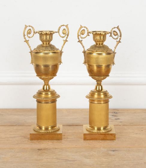 Pair of Early 19th Century French Ormolu Urns