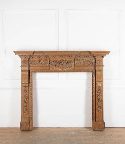 19th Century Heavily Carved Fireplace