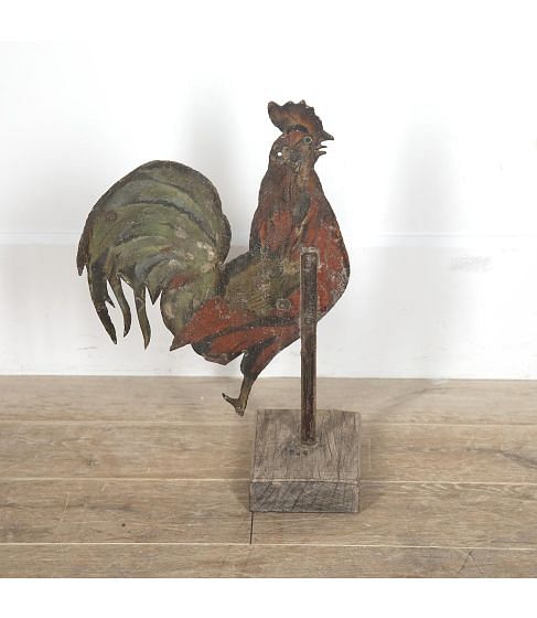 19th Century English Painted Metal Cockerel