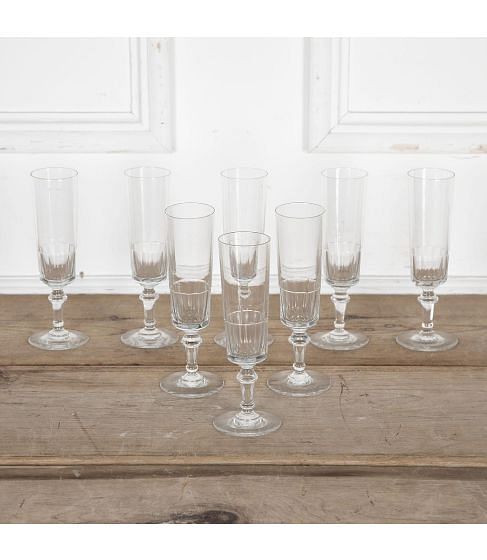 Collection of Eight 20th Century French Champagne Glasses
