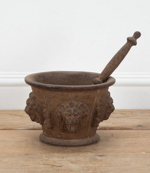 18th Century Cast Iron Pestle and Mortar