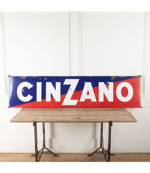 Large Mid Century Enamel Cinzanno Advertising Sign