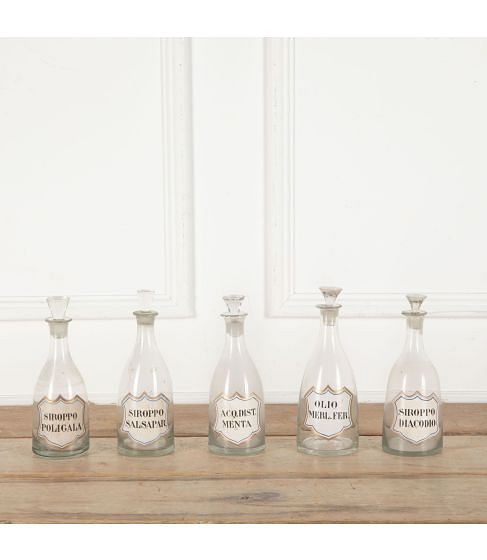 Set of Five Early 19th Century Apothecary Bottles