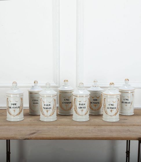 Set of Eight 19th Century Apothecary Jars